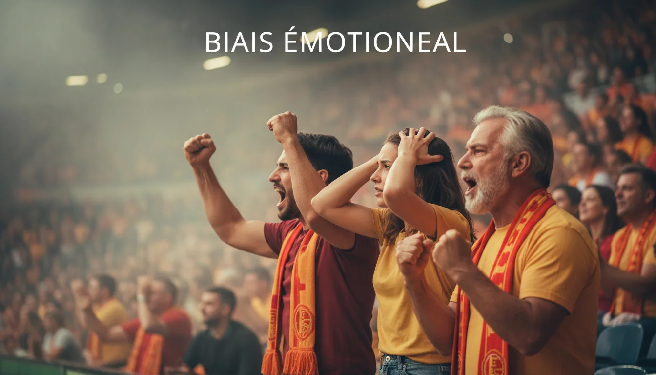 Supporters de football dans les tribunes d'un stade avec écharpes et maillots aux couleurs de leur équipe